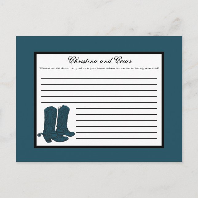 Carte de conseil écrit Western Blue Cowboy Boots s (Devant)