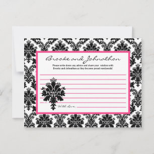 Carte de conseil écrite Black Hot rose Damask Lace