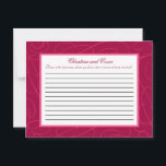 Carte de conseil écrite Boucles/torons roses framb<br><div class="desc">Ces adorables Cartes de Conseils Écrits sont un complément parfait à tout Mariage. Il vous suffit de remettre ces cartes à vos invités, ainsi que des stylos Sharpie à pointe fine. Vos invités peuvent alors noter tous les conseils qu'ils ont pour la nouvelle mariée et mariée. Ils sont imprimés à...</div>