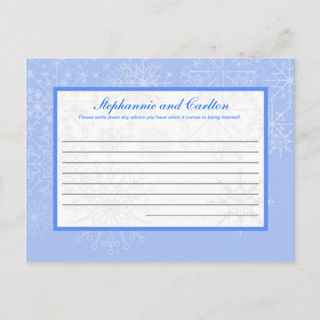 Carte de conseil écrite du Mariage Snowflake (Devant)
