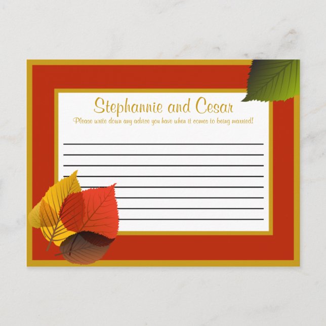Carte de conseil écrite Feuilles de remplissage (Devant)