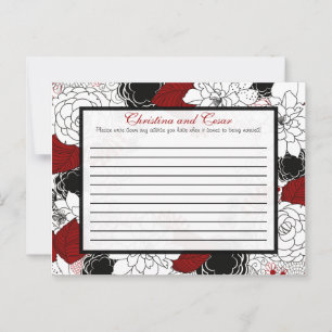 Carte de conseil écrite Fleurs noires feuilles rou