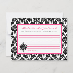 Carte de conseil écrite Hot Pink Black Damask
