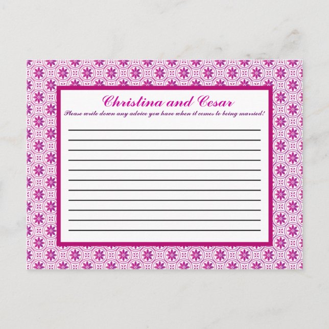 Carte de conseil écrite Magenta Purple Flower Form (Devant)