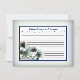 Carte de conseil écrite Peacock Feathers Bleu/Vert