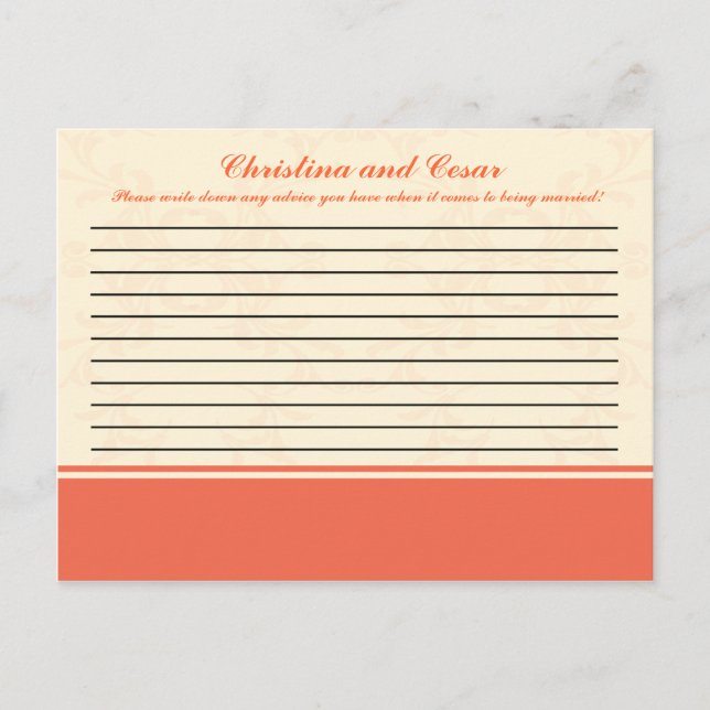 Carte de conseil écrite Pinkish/Peach Formal Scrol (Devant)