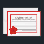 Carte de conseil écrite Red Cherry Blossom<br><div class="desc">Ces adorables Cartes de Conseils Écrits sont un complément parfait à tout Mariage. Il vous suffit de remettre ces cartes à vos invités, ainsi que des stylos Sharpie à pointe fine. Vos invités peuvent alors noter tous les conseils qu'ils ont pour la nouvelle mariée et mariée. Ils sont imprimés à...</div>