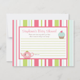 Carte de conseil écrite Tea Party Pink Pastel Fleu