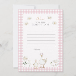 Carte de conseil en Baby shower rose blanc à oie b