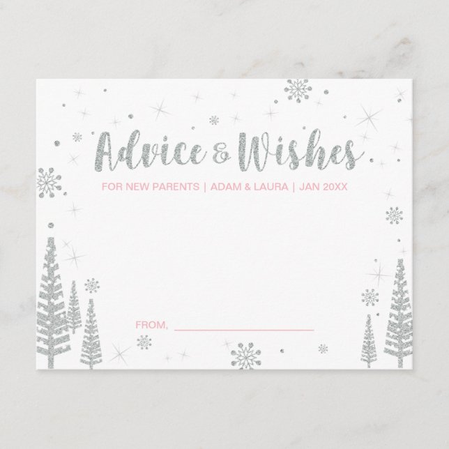 Carte de conseil en Baby shower rose pour maman, p (Devant)