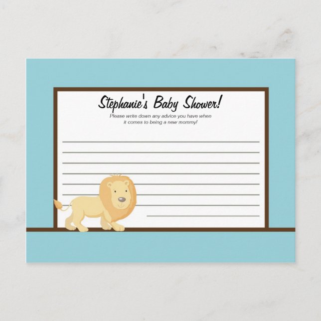 Carte de conseil en écriture Blue Jungle Lion (Devant)