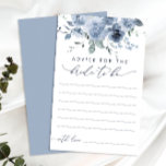 Carte de conseil en Fête des mariées de couleur bl<br><div class="desc">Carte de conseil en Fête des mariées florale bleu Dusty. Éléments correspondants disponibles. Voir la collection complète ici : https://www.zazzle.com/collections/elegant_dusty_blue_floral_bouquet-119743866163758178</div>
