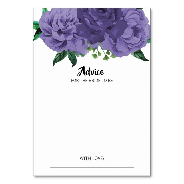 Carte de conseil en Fête des mariées violet floral (Par défaut)