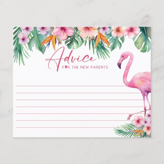 Carte de conseil en Flamant rose tropical pour les (Devant)