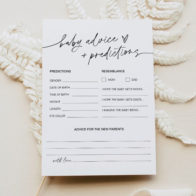 Carte de conseil et de prédictions du Baby shower  (Créateur téléchargé)