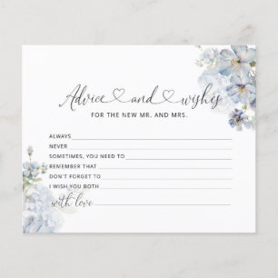 Carte de conseil et de souhaits à fleurs bleu d'aq