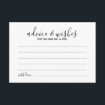 Carte de conseil et de souhaits Mariage de script<br><div class="desc">Ajoutez une touche personnelle à votre mariage avec un conseil mariage moderne et une carte de voeux. Cette carte de conseil comporte le titre en noir style de police de calligraphie moderne et les détails en noir style de police sans serif moderne sur arrière - plan blanc. Parfait pour mariage,...</div>