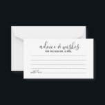 Carte de conseil et de souhaits Mariage de script<br><div class="desc">Ajoutez une touche personnelle à votre mariage avec un conseil mariage moderne et une carte de voeux. Cette carte de conseil comporte le titre en noir style de police de calligraphie moderne et les détails en noir style de police sans serif moderne sur arrière - plan blanc. Parfait pour mariage,...</div>