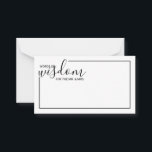 Carte de conseil et de souhaits Mariage de script<br><div class="desc">Ajoutez une touche personnelle à votre mariage grâce à un conseil et une carte de souhaits de mariage de script moderne. Cette carte de conseil comporte le titre "mots de sagesse" avec des détails en script noir et sans serif style de police avec bordure noire sur arrière - plan blanc....</div>