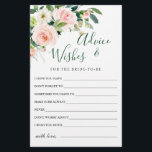 Carte de conseil et de souhaits pour les fleurs ro<br><div class="desc">Carte de conseil et de souhaits pour les fleurs roses blanches. Personnalisez avec le nom de la mariée et la date de la douche. Pour plus de personnalisation,  cliquez sur le lien "customiser plus loin". Si vous avez besoin d'aide,  contactez-moi s'il vous plaît.</div>