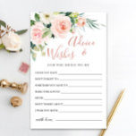 Carte de conseil et de souhaits pour les fleurs ro<br><div class="desc">Carte de conseil et de souhaits pour les fleurs roses blanches. Personnalisez avec le nom de la mariée et la date de la douche. Pour plus de personnalisation,  cliquez sur le lien "customiser plus loin". Si vous avez besoin d'aide,  contactez-moi s'il vous plaît.</div>