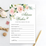 Carte de conseil et de souhaits pour les fleurs ro<br><div class="desc">Carte de conseil et de souhaits pour les fleurs roses blanches. Personnalisez avec le nom de la mariée et la date de la douche. Pour plus de personnalisation,  cliquez sur le lien "customiser plus loin". Si vous avez besoin d'aide,  contactez-moi s'il vous plaît.</div>