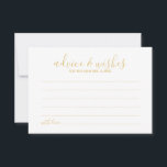 Carte de conseil et de souhaits pour Mariage d'or<br><div class="desc">Ajoutez une touche personnelle à votre mariage avec un conseil mariage moderne et une carte de voeux. Cette carte de conseil comprend le titre en or de style de police de calligraphie moderne et les détails en or de style de police sans serif moderne sur arrière - plan blanc. Parfait...</div>