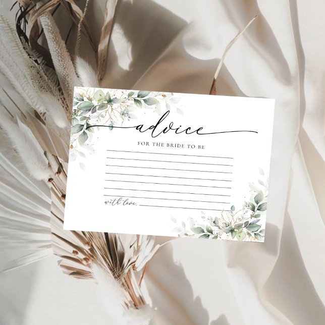 Carte de conseil Eucalyptus Gold Fête des mariées (Créateur téléchargé)