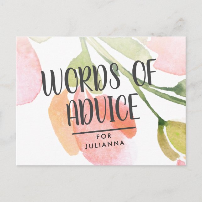 Carte de conseil Fête des mariées Fleur d'aquarell (Devant)