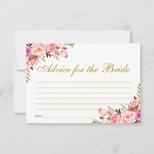 Carte de conseil Floral Pink Blush Gold Fête des m