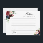 carte de conseil florale marine, bordeaux et rouss<br><div class="desc">Un design floral simple avec de belles fleurs d'aquarelle bordeaux,  bleu marine et rose vif. N'hésitez pas à modifier les couleurs et les détails du texte.</div>