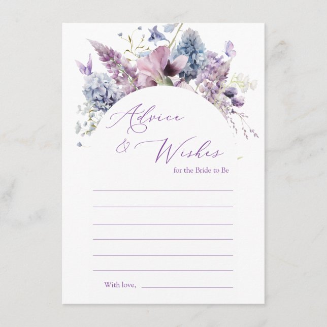 Carte de conseil florale Purple + Lavender (Devant)