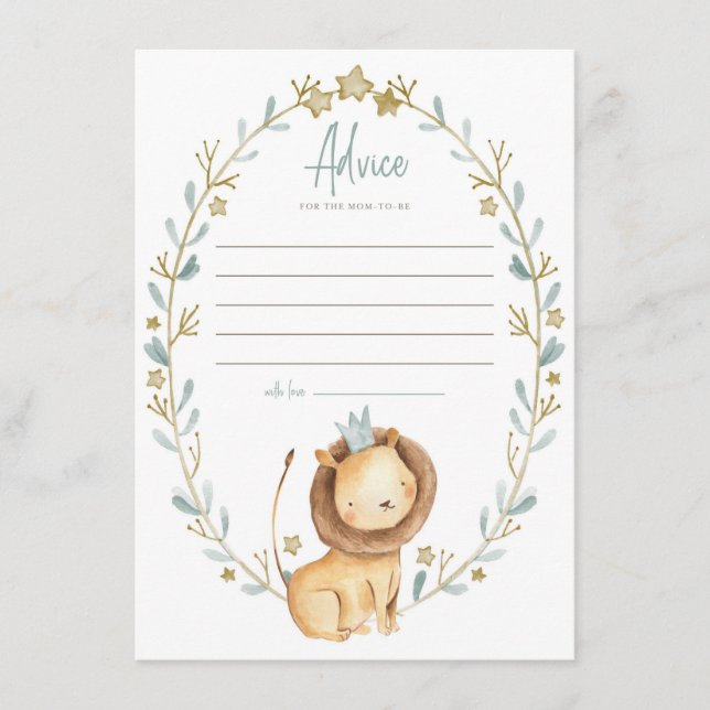 Carte de conseil maman Lion Prince Baby shower (Devant)