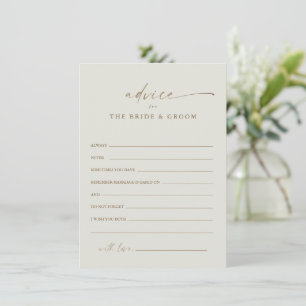 Carte de conseil Mariage Boho Script Gold moderne