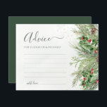 Carte de conseil Mariage botanique hiver verdure<br><div class="desc">Créez un garde-manger significatif et personnalisé avec ces belles cartes de conseil. Avec un design hivernal enchanteur avec des branches de pins et des baies, ces cartes offrent un espace où partager leurs paroles sincères de sagesse et de soutien. C'est une façon réfléchie et sentimentale de célébrer la journée spéciale...</div>