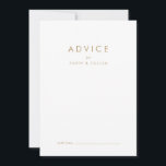 Carte de conseil Mariage Chic Gold Typographie<br><div class="desc">Cette carte de conseil mariage de typographie or chic est parfaite pour un mariage moderne et peut être utilisée pour n'importe quel événement. Le design simple présente une typographie classique minimaliste d'or et de blanc, dans un style boho rustique. Personnalisable dans n'importe quelle couleur. Gardez le design minimal et élégant,...</div>