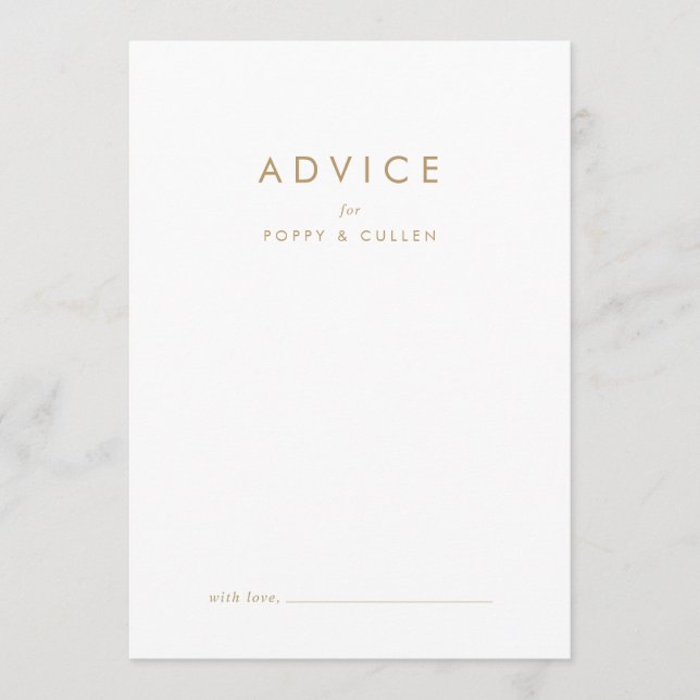 Carte de conseil Mariage Chic Gold Typographie (Devant)