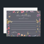Carte de conseil Mariage classique bleu sauvage<br><div class="desc">Cette carte de conseil classique aux fleurs sauvages et colorées est parfaite pour un mariage rustique. Le design présente des fleurs sauvages jaunes, violettes et blanches avec du feuillage dans un arrière - plan rose et vert aquarelle. Ces cartes sont parfaites pour un mariage, une douche nuptiale, un baby shower,...</div>