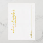 Carte de conseil Mariage Classy Elegant Gold Foil<br><div class="desc">Classy Elegant Gold Mariage Advice and Wives Card avec le titre "Advice & Wives" en or police de script moderne avec détails en or moderne sans serif police sur arrière - plan blanc.</div>