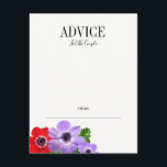 Carte de conseil Mariage de couleur d'aquarelle<br><div class="desc">Personnalisez le texte personnalisé ci-dessus. Vous pouvez trouver d'autres éléments de coordination dans notre collection "Watercolor Anemone Floral Mariage Suite".</div>