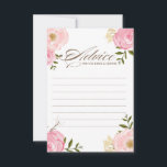 Carte de conseil Mariage de fleurs d'aquarelle ros<br><div class="desc">Une carte fantaisiste "Conseil pour la mariée et le marié" avec des pivoines et des roses roses d'aquarelle. Ce sera parfait pour le printemps et le baby shower "It's a Girl". Une invitation à baby shower et des accessoires sont disponibles.</div>