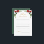 Carte de conseil Mariage de Noël classique simple<br><div class="desc">Cette simple carte de conseil mariage de Noël classique dispose d'un décor blanc vif et propre avec des lettres noires et or simples et minimalistes et des accents calligraphiques manuscrits. Les ornements de belles et classiques couronnes vertes et rouges de Noël avec des traits d'or délicats créent une esthétique de...</div>