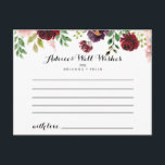 Carte de conseil Mariage de printemps floral de Bo<br><div class="desc">Cette carte de conseil mariage aux fleurs de printemps bordeaux est parfaite pour un mariage simple. Le design peint à la main est composé de feuilles verts, de rose éblouissant, de rousse, de violet, de rouge, de blanc et de roses bourguignons éblouissants, de pivoines soigneusement disposées dans de petits bouquets...</div>