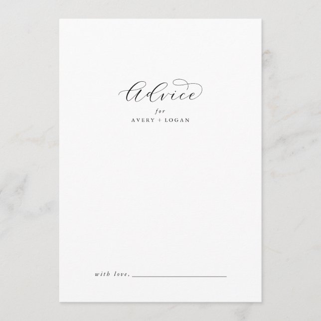 Carte de conseil Mariage de script élégant (Devant)