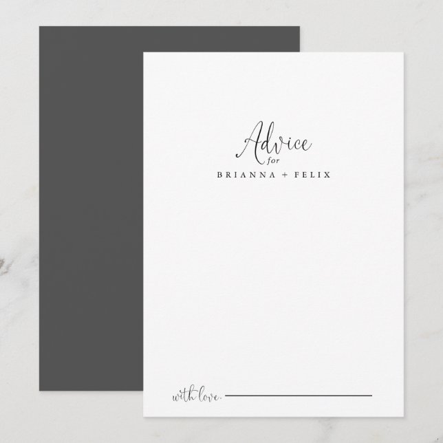 Carte de conseil Mariage de script fantaisie Calli (Devant / Derrière)