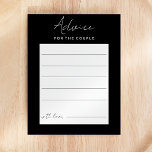 Carte de conseil Mariage de script moderne noir<br><div class="desc">Bienvenue à notre Black Modern Script Mariage Advice Card design, où le minimalisme moderne rencontre l'art de la calligraphie. Cette esthétique soignée apporte un air de sophistication à votre journée spéciale - avec une touche de boho, charme décontracté. La combinaison d'une simple typographie avec une police de script élégante ajoute...</div>