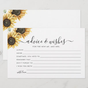 Carte de conseil Mariage de tournesol floral Eucal