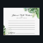 Carte de conseil Mariage Destination Tropical Gree<br><div class="desc">Cette carte de conseil mariage de destination verte tropicale conviendra parfaitement à un mariage simple. Le design se compose de palmiers verts aquarelés peints à la main et de feuilles de bananes soigneusement arrangés en de beaux bouquets. Ces cartes sont parfaites pour un mariage, une douche nuptiale, un baby shower,...</div>