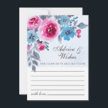 Carte de conseil Mariage floral bleu moderne<br><div class="desc">Carte de conseil et de souhaits mariage romantique et moderne avec une aquarelle fleurie sur un arrière - plan bleu pâle.</div>