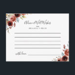 Carte de conseil Mariage Floral Élégante Spring<br><div class="desc">Cette carte de conseil mariage florale et élégante printemps est parfaite pour un mariage simple. Le design est composé de belles fleurs peintes à la main rose, rousse, bleue et bordeaux, associées à un feuillage vert. Ces cartes sont parfaites pour un mariage, une douche nuptiale, un baby shower, une fête...</div>